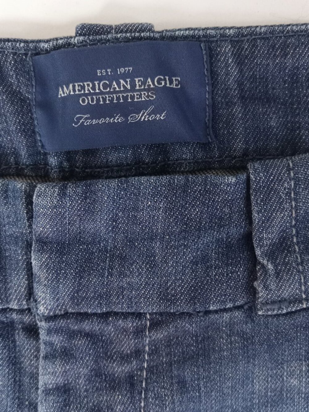 Vtg Y2K 00s American Eagle Booty Jean Shorts 8 Stretch Denim Love Your Life - Picture 6 of 11